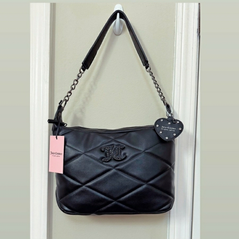 Juicy Couture Brighter Than A Diamond Hobo Shoulder Bag in Black Liquorice